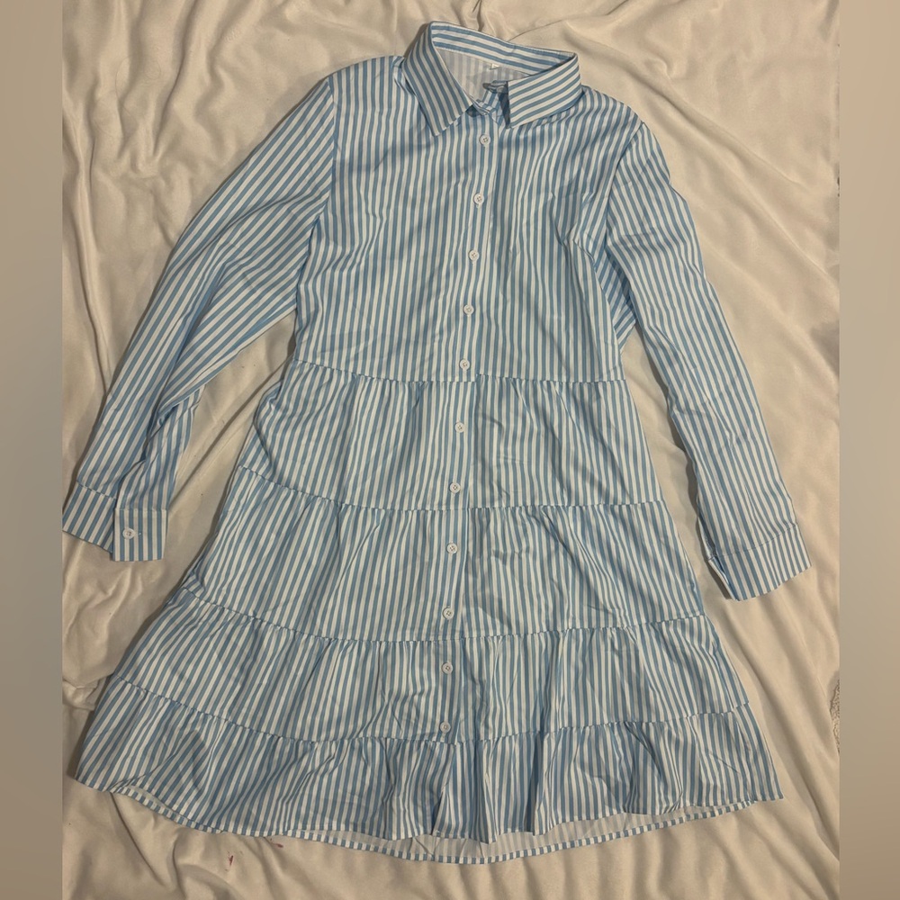 Striped Blue Casual Dress